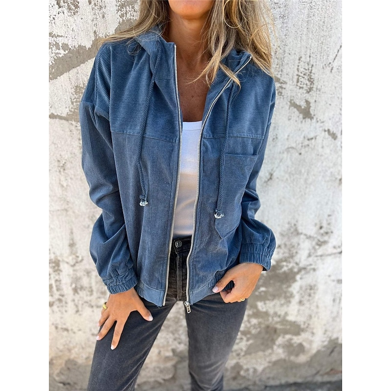 Women's Hoodie Jacket Outdoor Street Daily Wear Fall Winter Regular Coat Regular Fit Thermal Warm Breathable Stylish Casual Jacket Long Sleeve Plain with Pockets Full Zip Pink Navy Blue Beige2