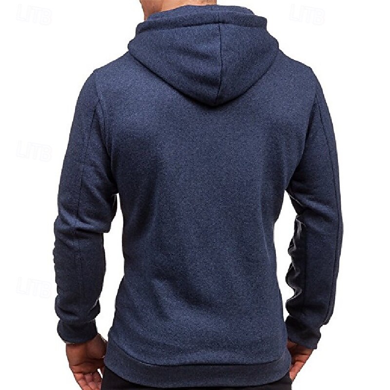 Men's Full Zip Hoodie Zip Up Hoodie Black Wine Navy Blue Light Grey Dark Gray Hooded Plain Zip Up Patchwork Pocket Sports & Outdoor Daily Holiday Polyester Streetwear Basic Casual Spring &  Fall3