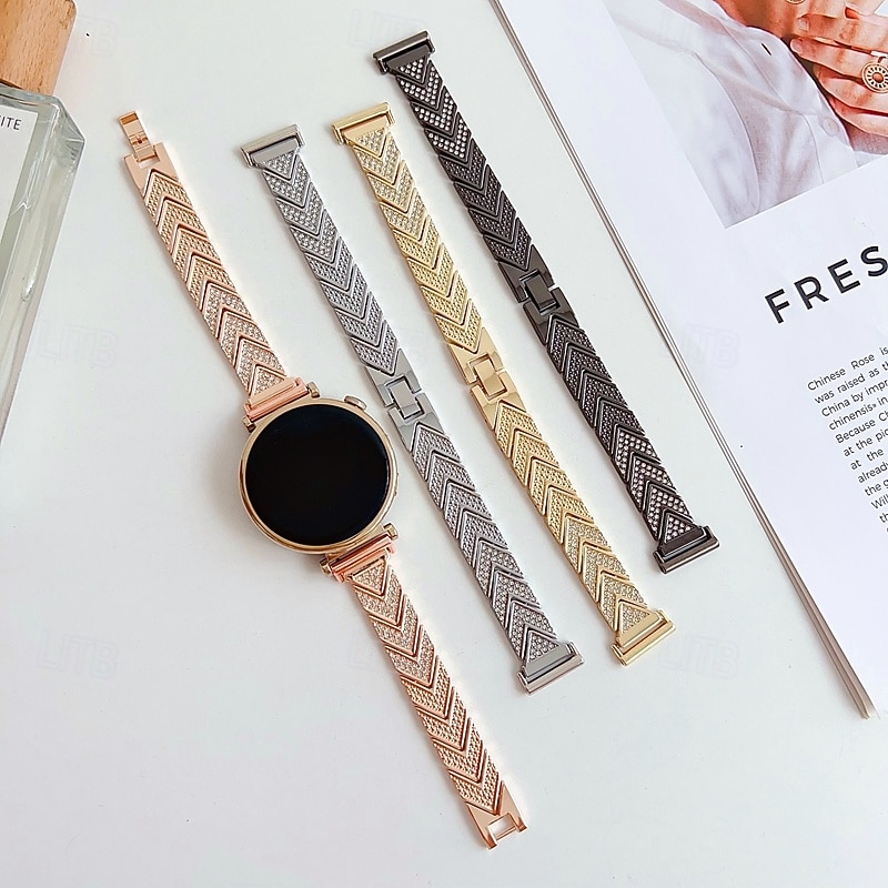 Watch Band for Samsung Galaxy Watch 7/6/5/4 40/44mm, Galaxy Watch 5 Pro 45mm, Galaxy Watch 6/4 Classic 42/46/43/47mm, Watch 3, Active 2, Gear S3 S2 Alloy Replacement  Strap Women Glitter Bling Diamond