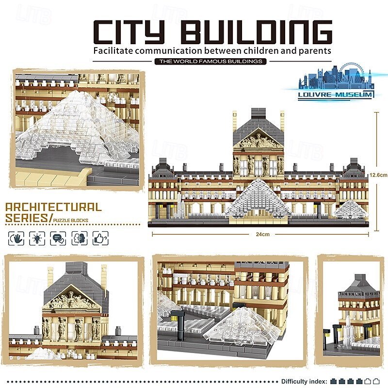 Architecture Louvre Micro Building Blocks Set3377PCS - World Famous Architectural Model Toys Gifts for Kids and Adults2