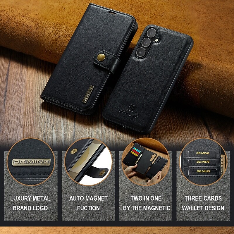 Phone Case For S25 S24 S24 FE S23 S22 S21 Ultra Plus A55 5G A35 5G A15 A14 Back Cover with Stand Holder Detachable Magnetic Retro TPU PU Leather4