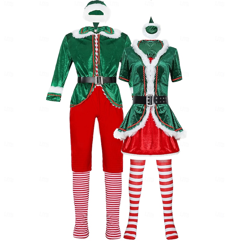 Santa Suits Cosplay Costumes Matching Family & Couples Men's Women's Christmas Family Matching Outfits Adults Christmas Masquerade Christmas Eve Christmas Party Dress Socks Hat