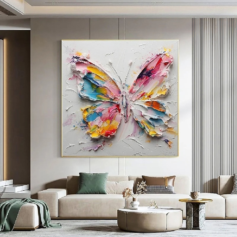 Hand Painted abstract Art Butterflies Painting handmade Wall Art oil painting for Living Room Bedroom Entrance - pattle knife animal oil painting3
