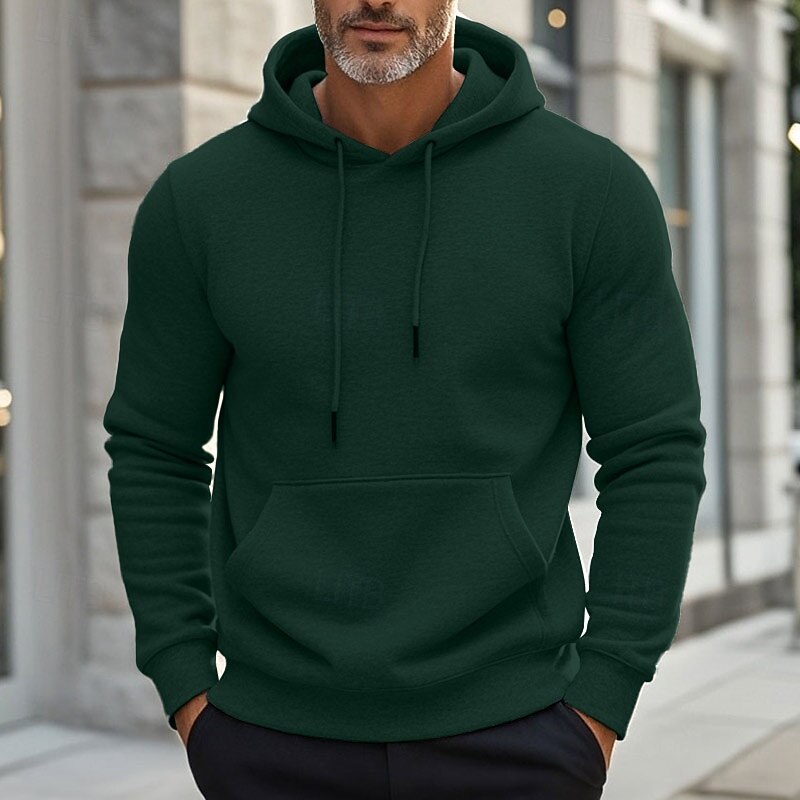 Men's Hoodie Black Wine Dark Green Light Grey Dark Gray Hooded Plain Drawstring Pocket Ribbed Sports & Outdoor Daily Holiday Streetwear Basic Casual Spring &  Fall Clothing Apparel Hoodies2