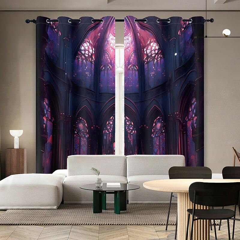 2 Panels Curtain Drapes Blackout Curtain For Living Room Bedroom Kitchen Indoor Stained Glass Window Treatments Thermal Insulated Room Darkening4