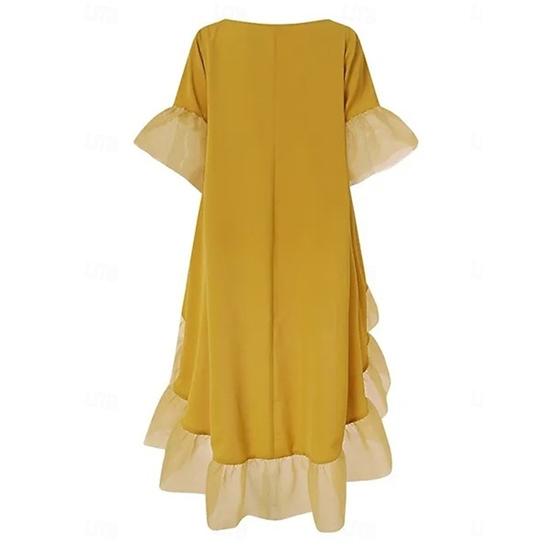 Women's Midi Dress Black Dress Casual Dress Cocktail Dress Formal Dress Casual Sports & Outdoor Street Regular Fit Plain 3/4 Length Sleeve Crew Neck Black White Yellow Blue Fall Winter 5