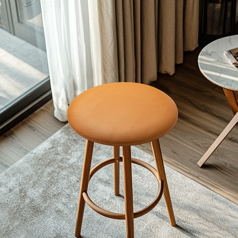 100% Waterproof Round Stool Seat Cushion Leather Soft Cushion Restaurant Chair Card Seat Round Stool Bar Counter Round Chair Cushion3