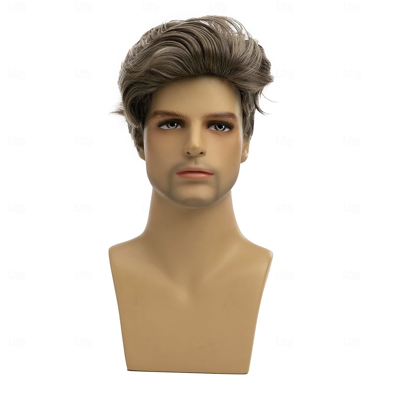Short Gray Blonde Wig Handsome Male Wig Short Hair Guy Layered Daily or Halloween Cosplay Party Costume Wig2