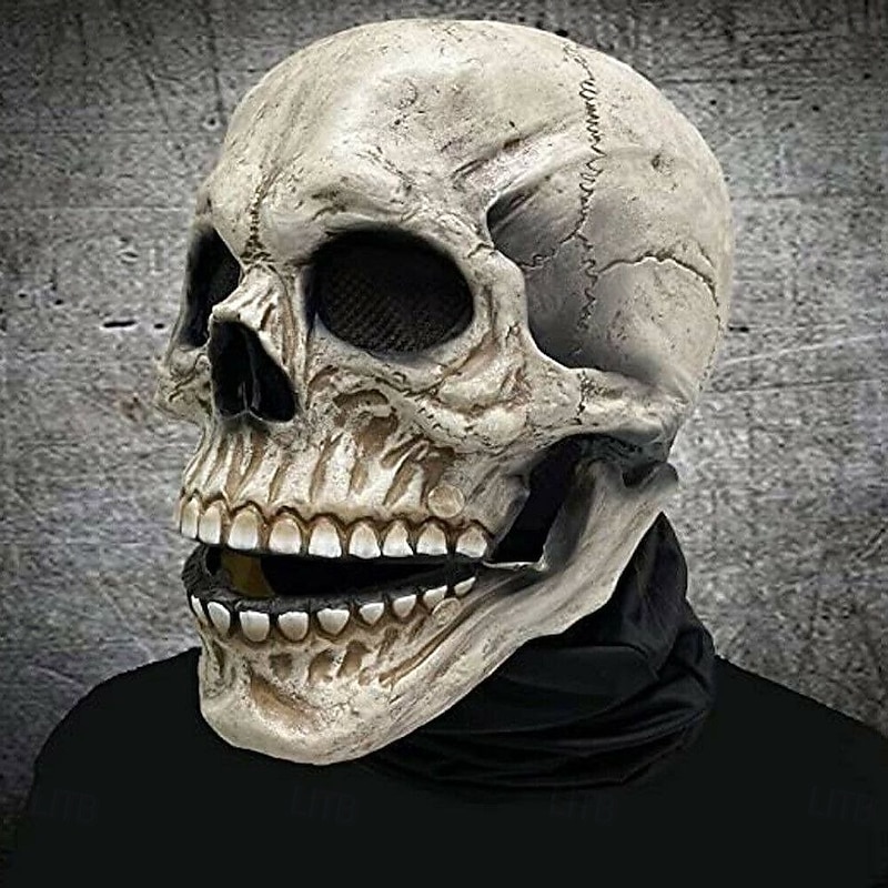 Halloween Full Head Skull Mask Skeleton Mask Halloween Costume Horror Evil Call Of Duty Mask Helmet With Movable Jaw Helmet