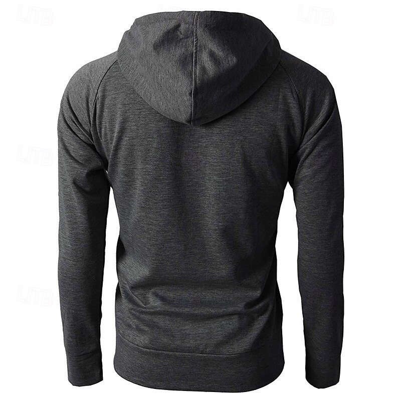Men's Full Zip Hoodie Zip Up Hoodie Fleece Hoodie Black Wine Army Green Navy Blue Khaki Hooded Plain Zip Up Pocket Sports & Outdoor Daily Holiday Polyester Streetwear Basic Casual Fall & Winter4