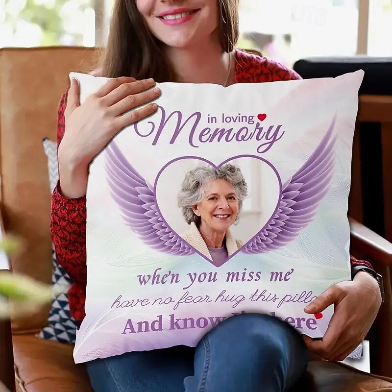 Custom Memorial Pillow Cover Photo Cushion Cover Throw Pillow Sympathy Gift Personalized Memorial Gifts In Loving Memories