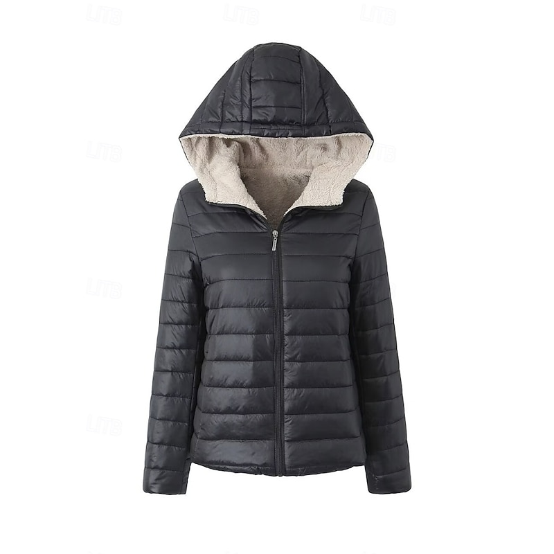 Womens Hoodie Jacket Fleece Lapel short cotton-padded jacket