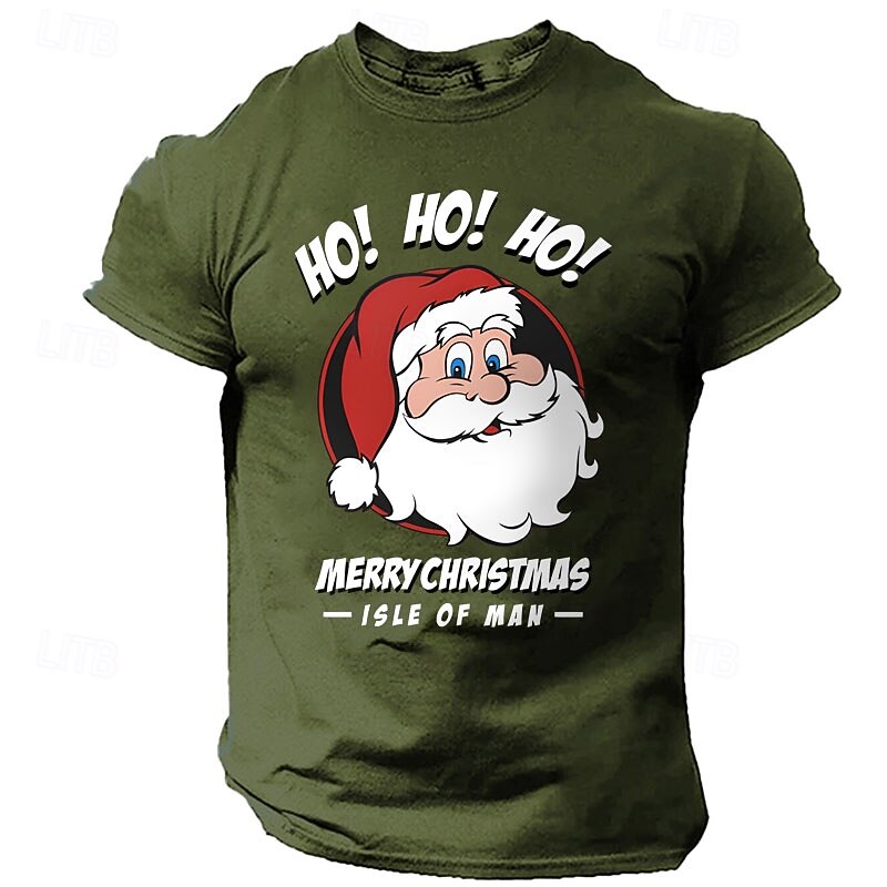 Christmas Men's Santa Claus Merry Christmas T Shirt Tee Top 100% Cotton Short Sleeve Graphic Shirt Black Red Army Green Comfortable Tee Festival Fashion Designer Clothing