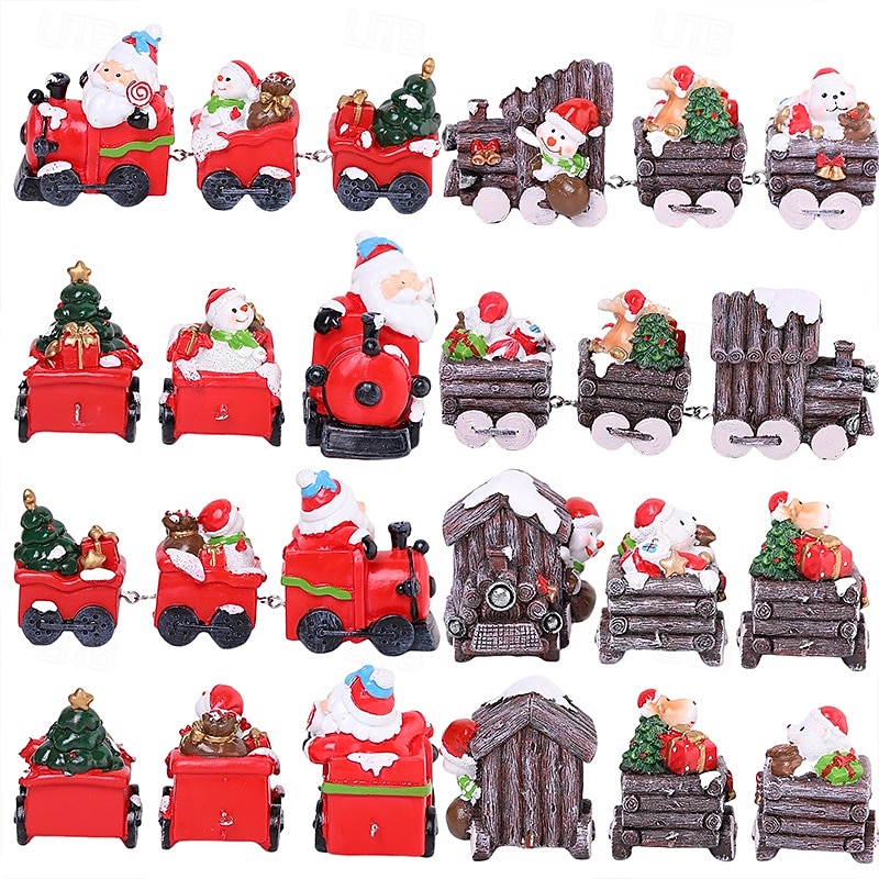 Christmas Santa Claus Train Decoration Resin Figurine – Christmas Ornament Featuring Santa Delivering Gifts on a Train with Cabin and Presents, Festive Holiday Display4