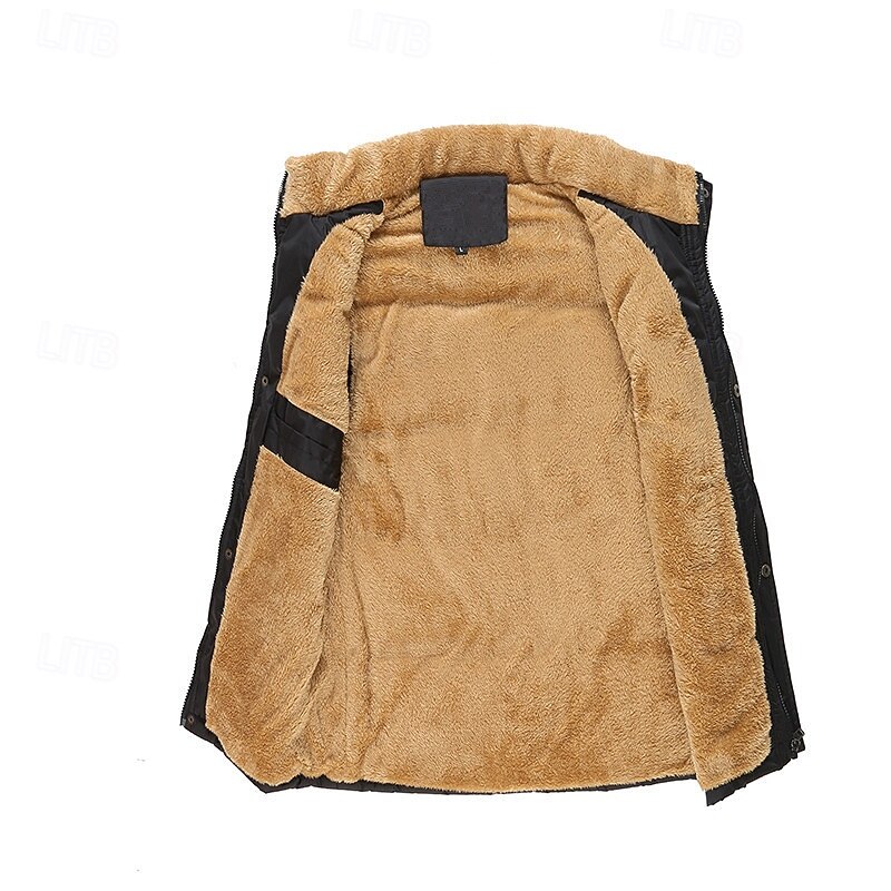 Men's Puffer Vest Fleece Vest Gilet Daily Date Vacation Fashion Casual Fall & Winter Pocket Polyester Warm Comfortable Solid Color Hidden Buttoned Front Stand Collar Regular Fit Black Blue Vest4