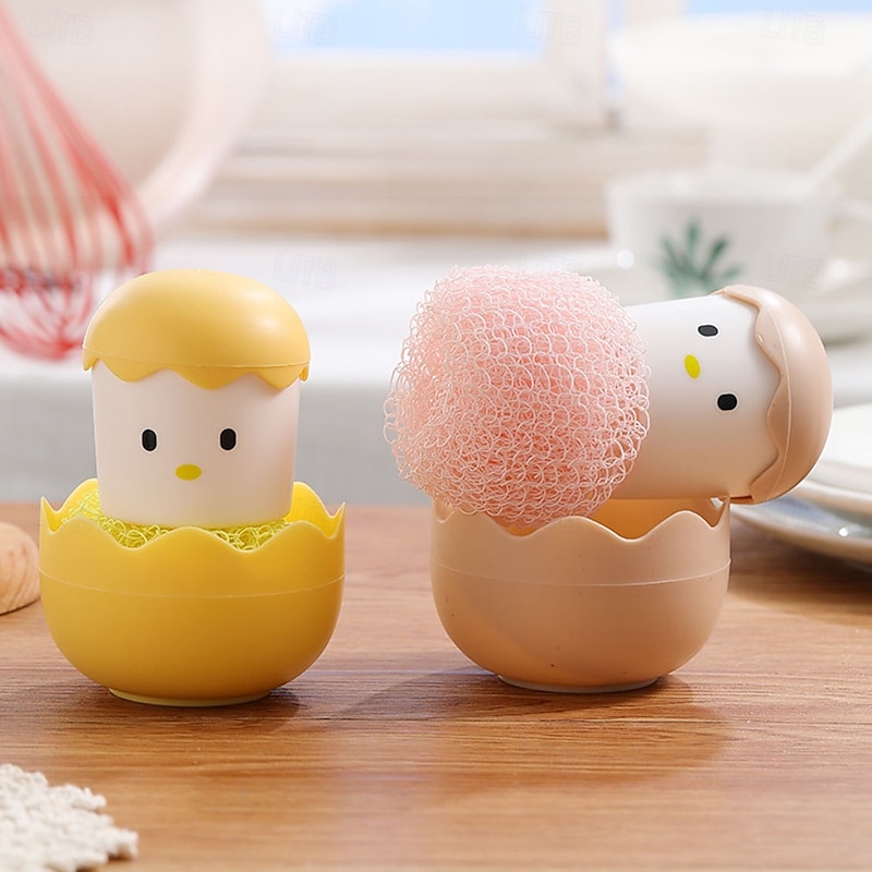Cartoon Cleaning Brush, Kitchen Gadget for Scrubbing Pots and Pans, Handle Brush for Dishwashing, Essential Home Cleaning Tool4