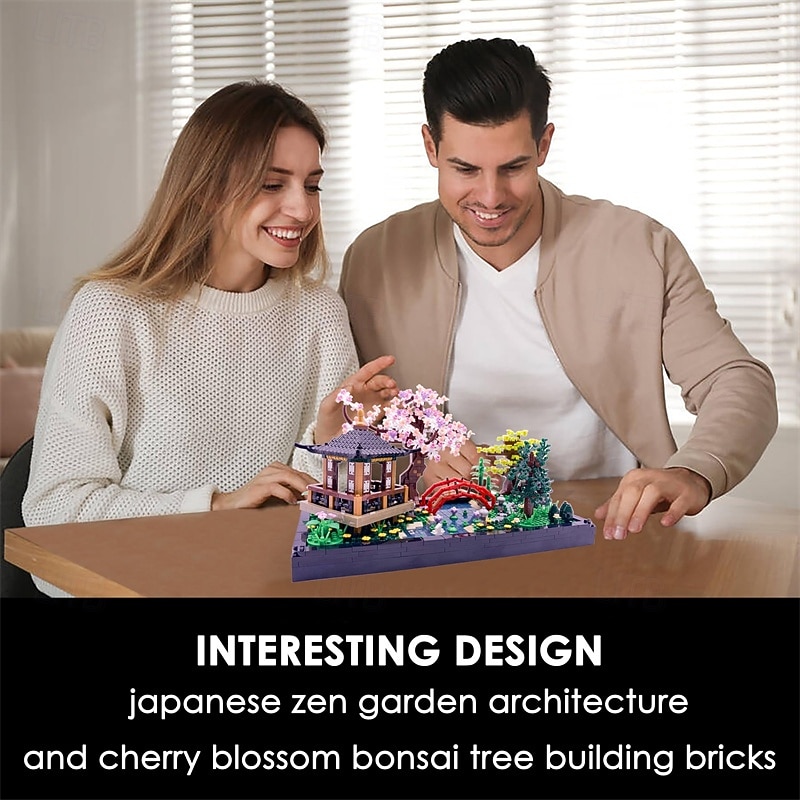 Micro Building Blocks SetsChinese Zen Garden Architecture and Cherry Blossom Bonsai Tree Building Toys for AdultsJapanese Sakura House ModelCreative Mini Bricks Gift for Kids 142280 PCS2