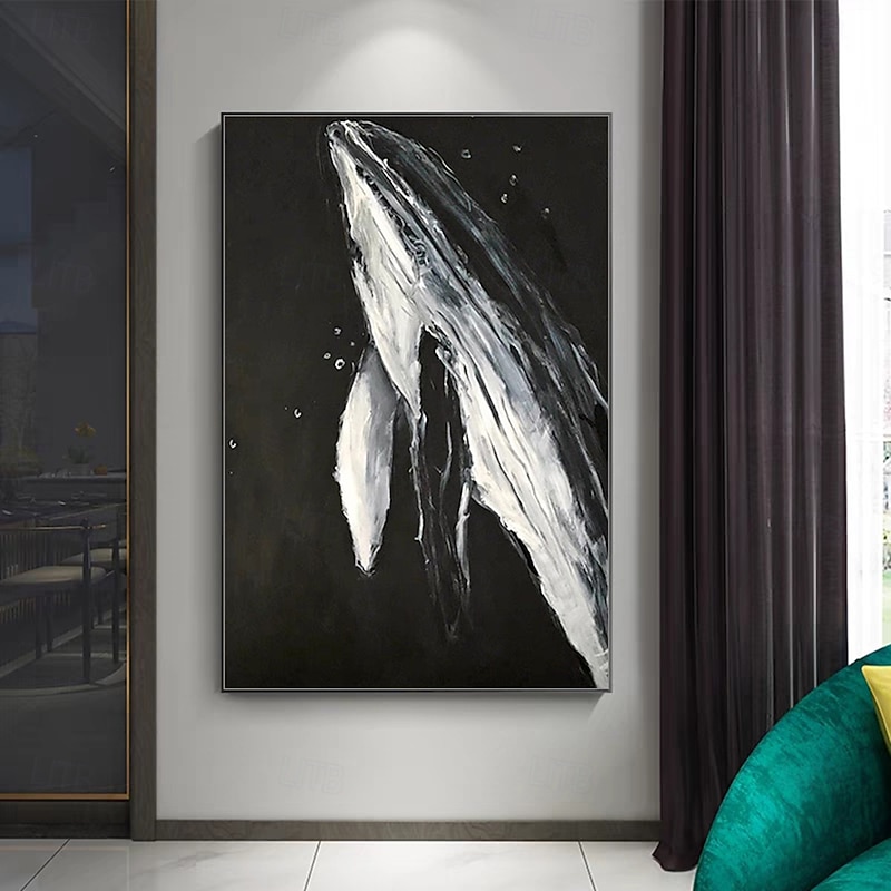 Mintura Handmade Whale Oil Paintings On Canvas Wall Art Decoration Modern Animal Picture For Home Decor Rolled Frameless Unstretched Painting4