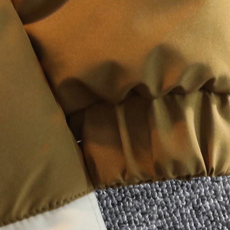 Men's Winter Coat Puffer Jacket Padded Jacket Hoodie Jacket Pocket Daily Vacation Going out Regular Fashion Classic Casual Warm Fall & Winter Color Block Black Light Green Coffee Puffer Jacket3