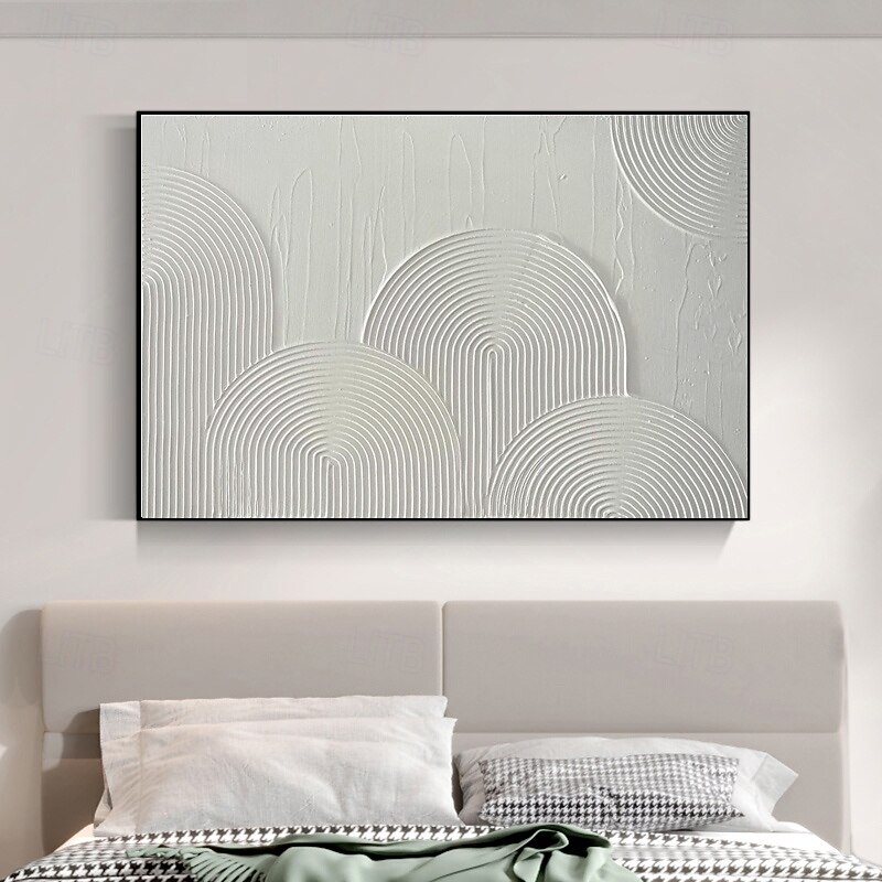 Textured arch canvas painting Hand-painted Minimalist White canvas wall art Textured modern wall art Minimalist rainbow canvas Home Decor Frame Ready To Hang2