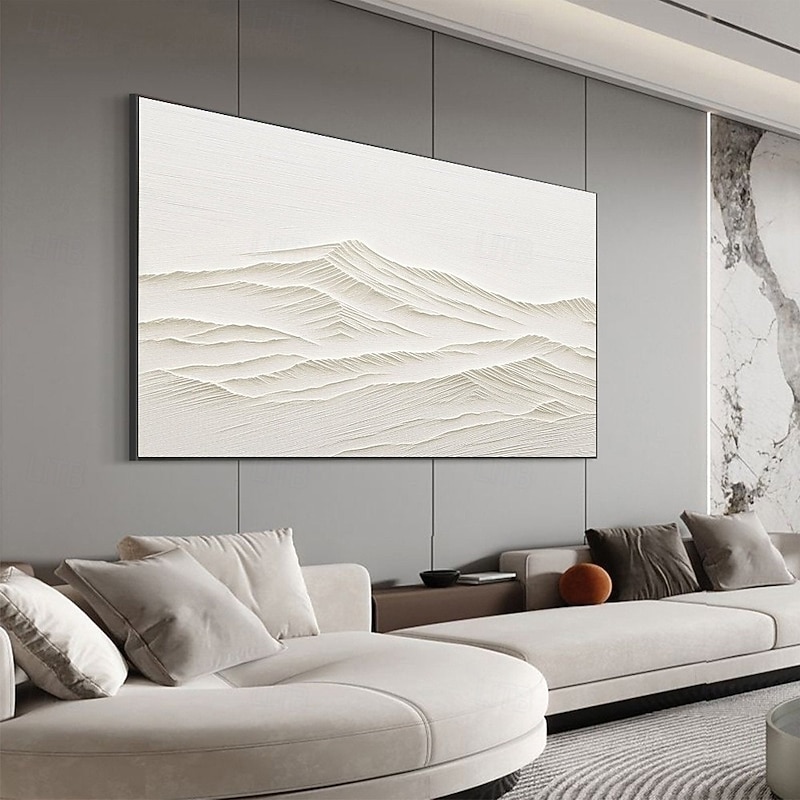 Hand Painted Mountain Oil Painting White Mountain Abstract Hand Painted Mountain  Oil Painting Modern Fashion Landscape Handmade Customized Artwork Wabi-sabi Minimalism Spiritual Decor3