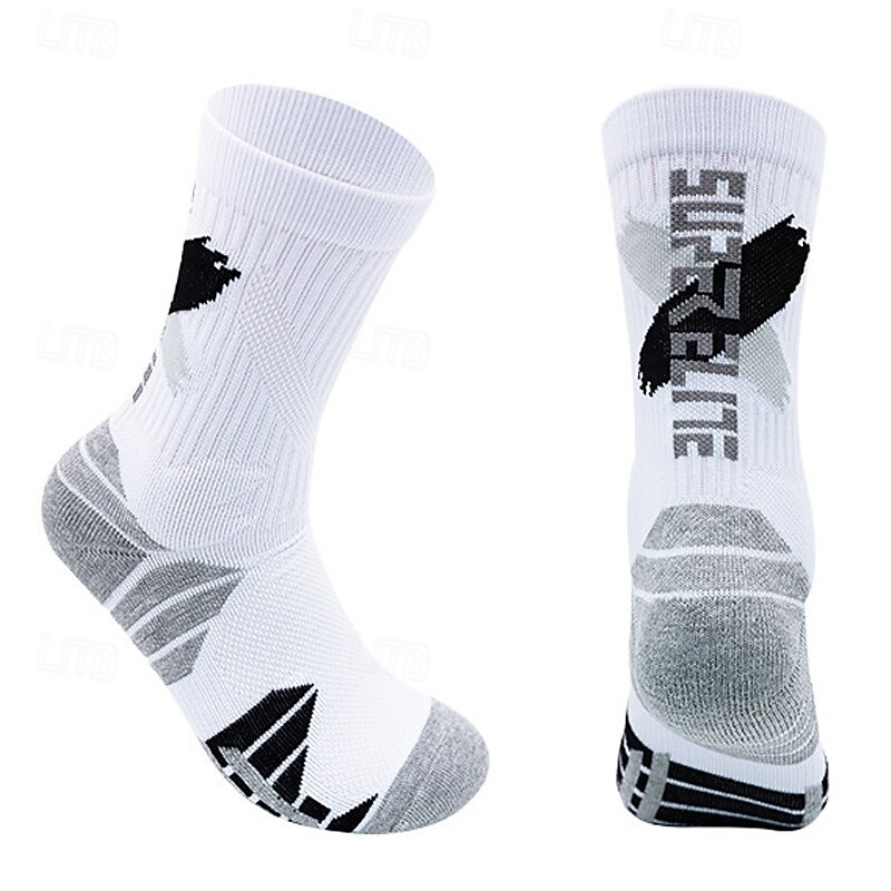 Athletic Sports Socks Running Socks 1 Pair Color Block Men's Socks Anti-Slip Breathable Sweat wicking Comfortable Gym Workout Football / Soccer Running Jogging Cycling Sports Color Block Fashion4