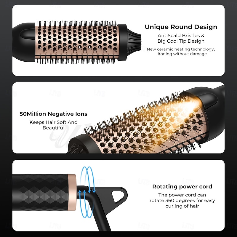 Hot Air Curling Iron Curling Comb Electric Comb Multifunctional Curling Straight Hair Comb Household Roller Comb Curling Iron Straight Curling Dual-Use Black3