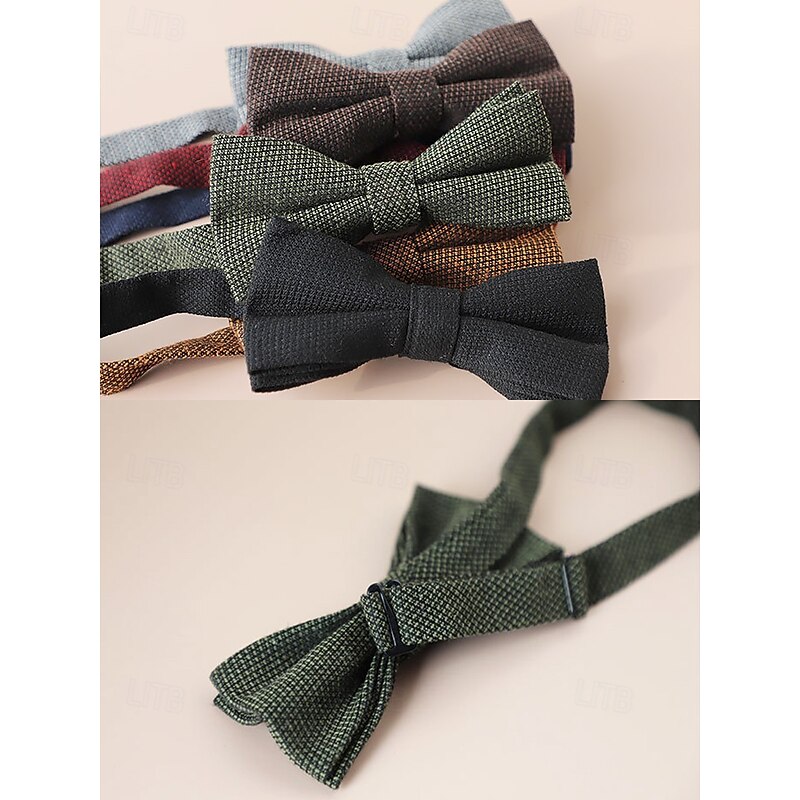 Men's Vintage Textured Bow Ties - Classic Adjustable Formal Ties in Assorted Colors for Weddings, Parties, and Business Attire4