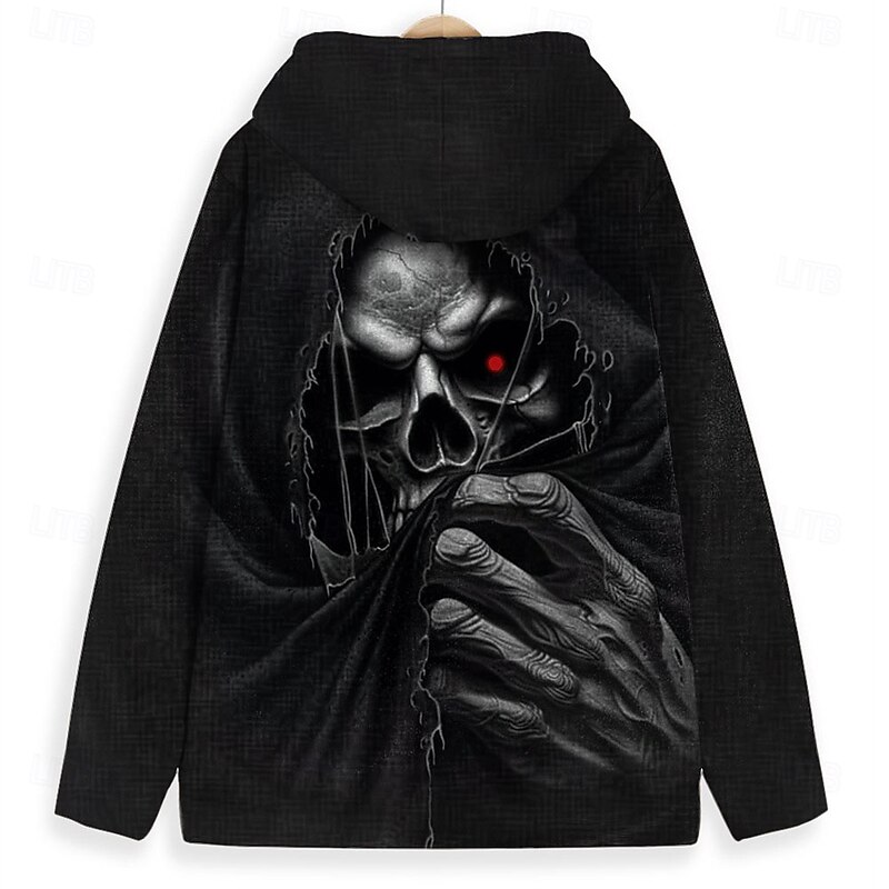 Men's Cool Skulls Hoodie Hoodies Sweatshirt Fashion Cool Long Sleeve Hooded Vacation Travel Streetwear Black Drawstring Fall Winter Designer2