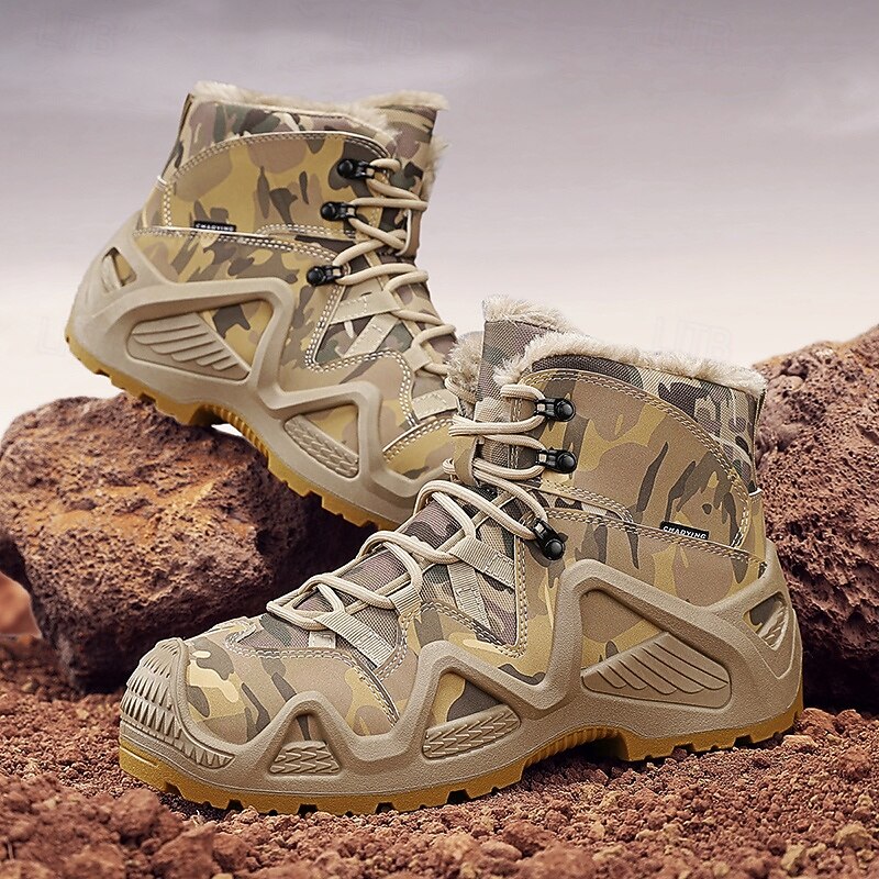 Men's Camouflage Winter Hiking Boots with Fur Lining – Waterproof Insulated Outdoor Snow Boots3