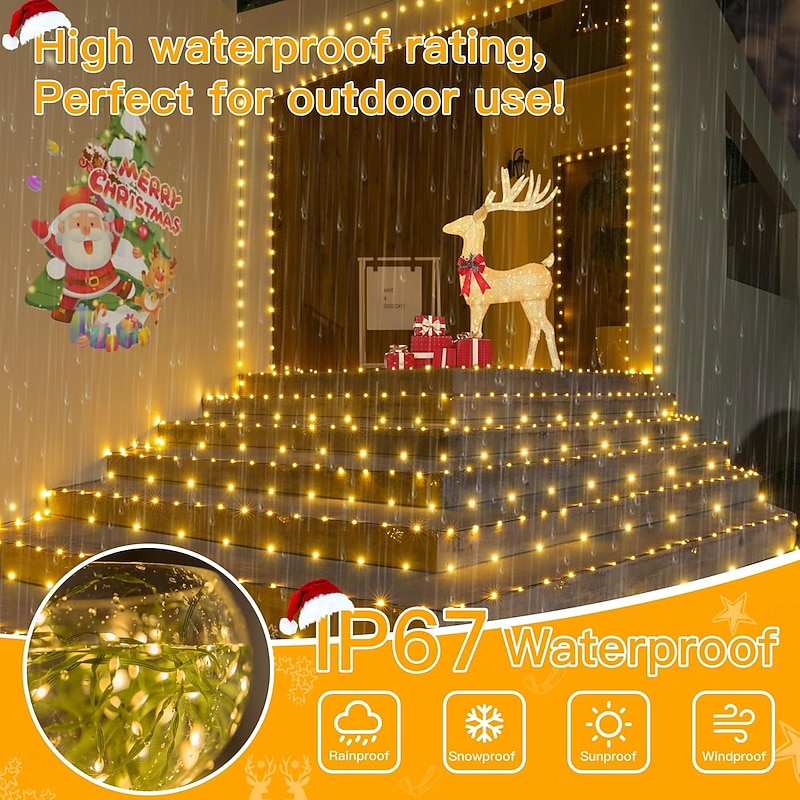 100M 1000 LEDs Christmas String Lights, Waterproof Leather Wire Light String with Remote Control, Low Voltage, Perfect for Christmas Outdoor & Indoor Decoration