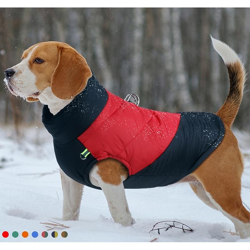Dog Coat Jacket Puffer Jacket with Harness Waterproof Windproof Warm Outdoor Dog Clothing for Small Medium Large