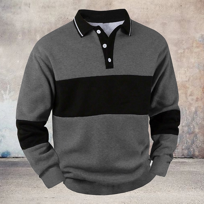 Men's Striped Pullover Rugby Polo Rugby Polo Shirts Long Sleeve Polo Shirts Collar Vintage Casual Outdoor Street Dailywear 3D Print Buttons Spring Fall Winter Maroon Black Blue4
