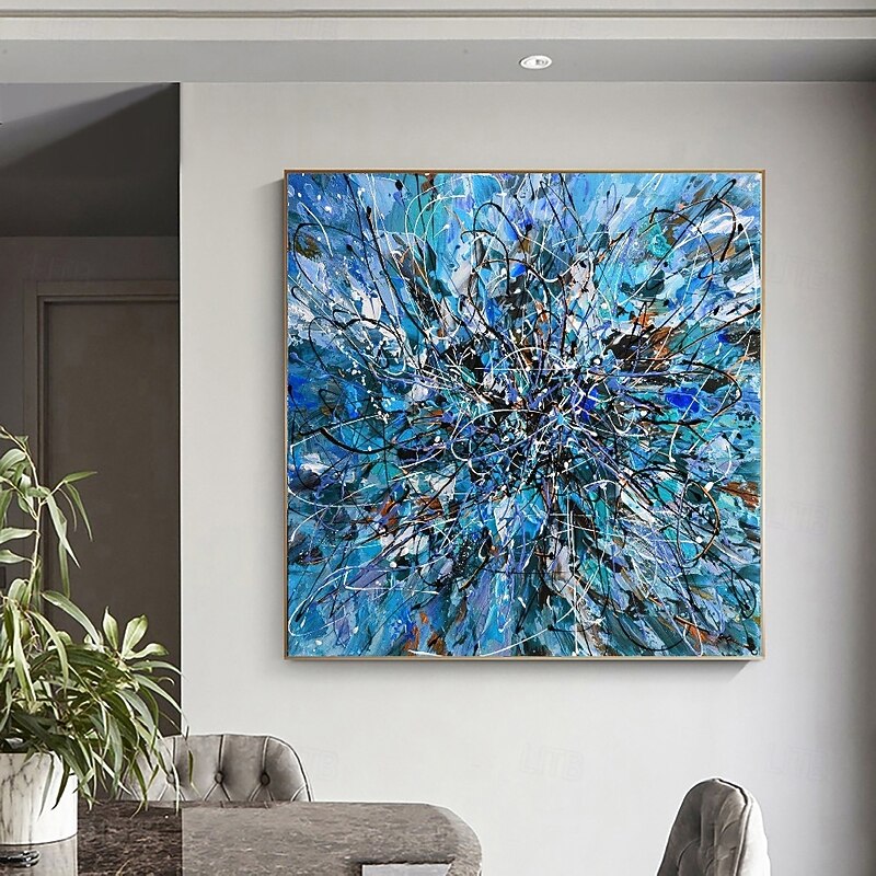 Abstract painting Hand painted Modern Blue pattle knife oil painting Hand Painted Wall Art Abstract Paintings On Canvas hand painted abstract oil painting Wall Art oil painting bedroom  oil painting3