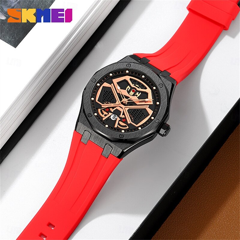 SKMEI Men Quartz Watch Outdoor Sports Fashion Casual Luminous Calendar Waterproof Decoration Silicone Gel Watch4