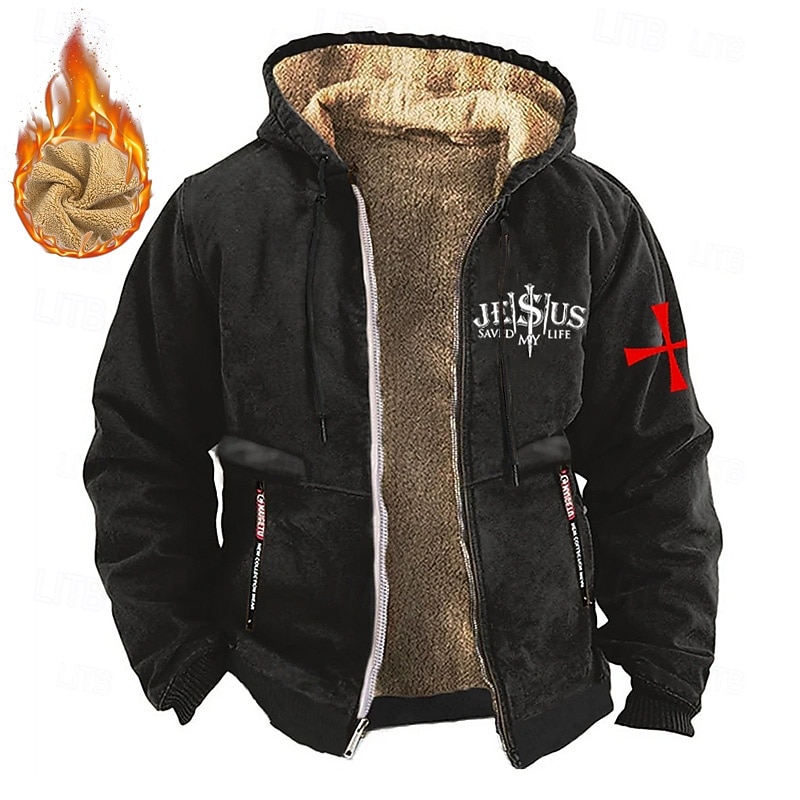 Men's Jesus Cowboy Sweatshirt Long Sleeve Sweatshirts  Hooded Vintage Western Style Sports & Outdoor Vacation Fall & Winter Black Brown Green Clothing Apparel Designer Graphic Print S M L XL XXL XXXL