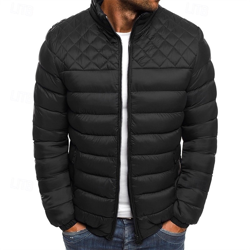 Men's Quilted Jacket Puffer Jacket Puffer Winter Jacket Winter Puffer Coat Winter Outdoor Insulated Packable Lightweight Outerwear Windbreaker Jacket Lightweight Puffer Jacket Full Zip Traveling2