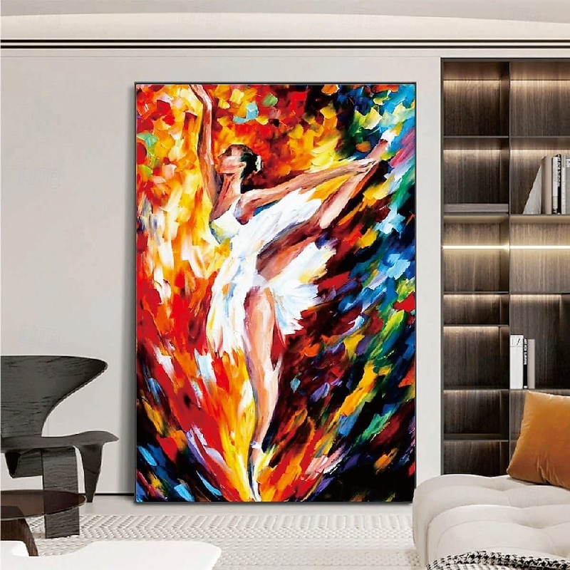 Ballerina Dancing Girl painting hand painted Modern pattle knife Paintings Textured firgure Painting Modern Wall Art Ballerina painting Hand Painted Artwork pictue painting for Living Room Wall Decor