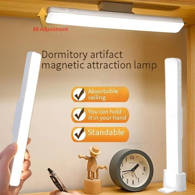 Rotating Magnetic Suction Lamp, Eye Protection LED Study Light Reading Lights for Dormitory & Bedroom - Multifunctional Charging Bedside & Emergency Lamp