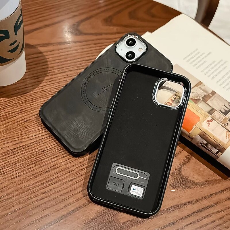 Phone Case For iPhone 16 15 14 Pro Max Plus 13 12 11 Pro Max Back Cover Magnetic Support Wireless Charging Shockproof Retro TPU PU Leather3