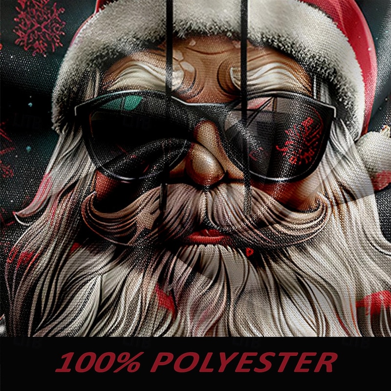 Christmas Men's Santa Claus Hoodies Sweatshirt Hoodie Pullover Long Sleeve Sweatshirt Hooded Fashion Casual 3D Print Vacation Holiday Streetwear Print Front Pocket Spring &  Fall3