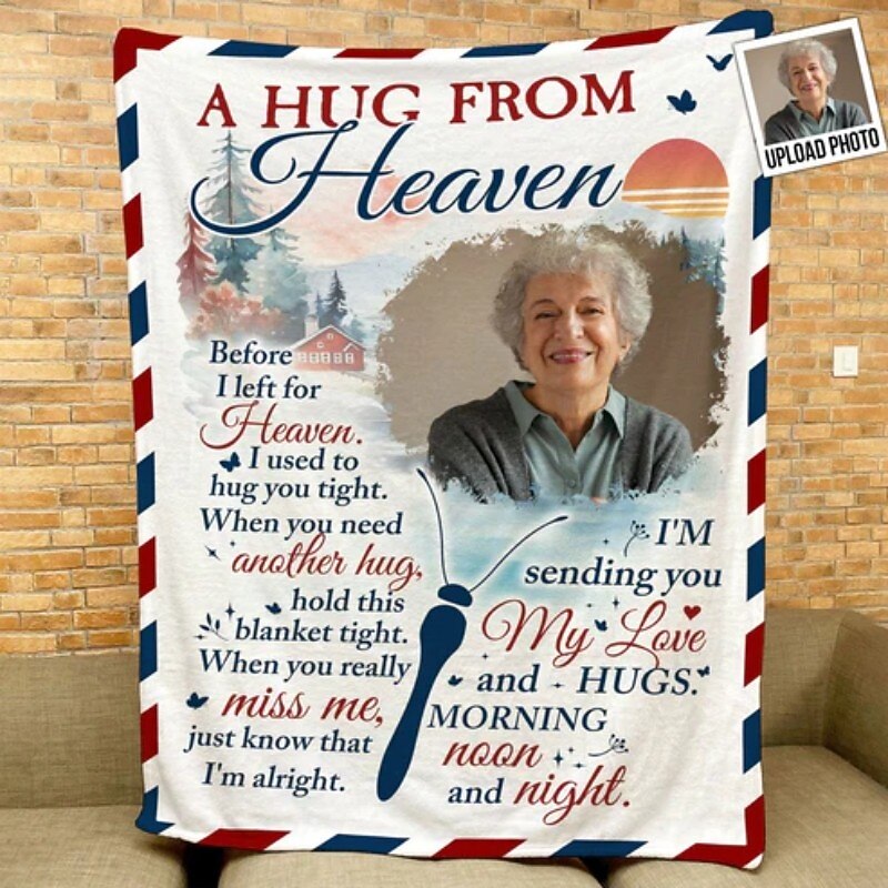Memorial Blanket A Hug From Heaven Customized blanket Personalized Photo Blanket Memorial Gift