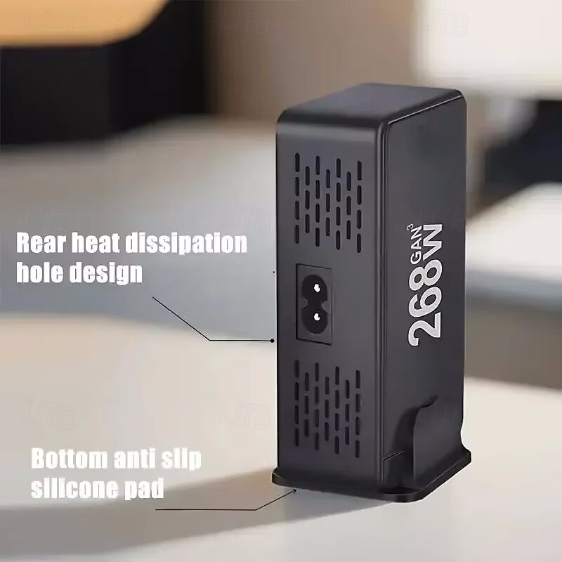 268W Desktop GaN Charger 8-port USB Type C PD Charger Fast Charge 3.0 USB Type C Fast Charger Mobile USB Charger3