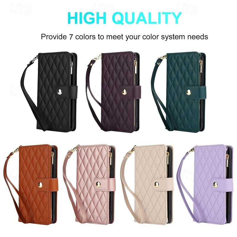 Phone Case For Pixel 9 Pro Pixel 9 Pro XL Pixel 8 Pro Pixel 8 Pixel 9 Pixel 7 Pixel 7 Pro Pixel 6 Pixel 6 Pro Back Cover with Stand Holder Zipper with Lanyard Retro TPU PU Leather