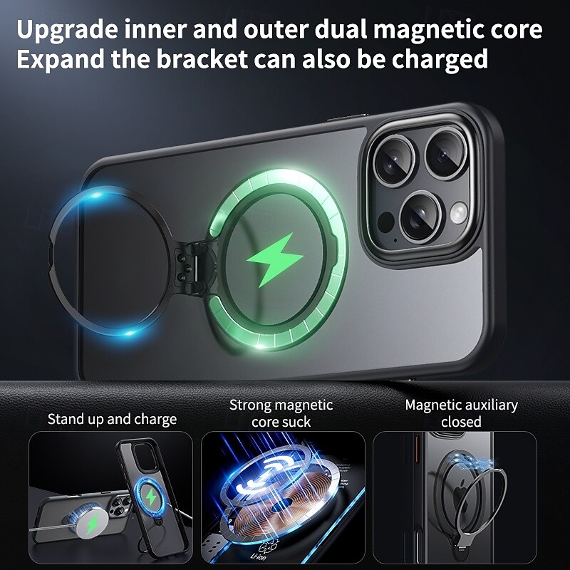 Phone Case For iPhone 16 15 14 Pro Max Plus 13 12 Pro Max Back Cover with Stand Holder Magnetic Support Wireless Charging Retro TPU Silicone2