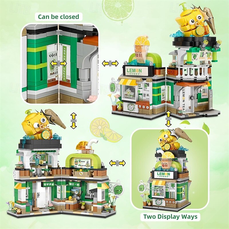 Street View Lemon Tea Shop Mini Building Blocks MOC Creative Building Toys Model Set for Girls 6-12 Years Old 796 PCS Simulation Architecture Construction Toy Gift Idea for Kids Adults4