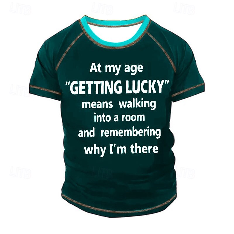 Men's Funny Graphic T-Shirt | At My Age "Getting Lucky" Memory Joke Tee for Lifestyle Humor2