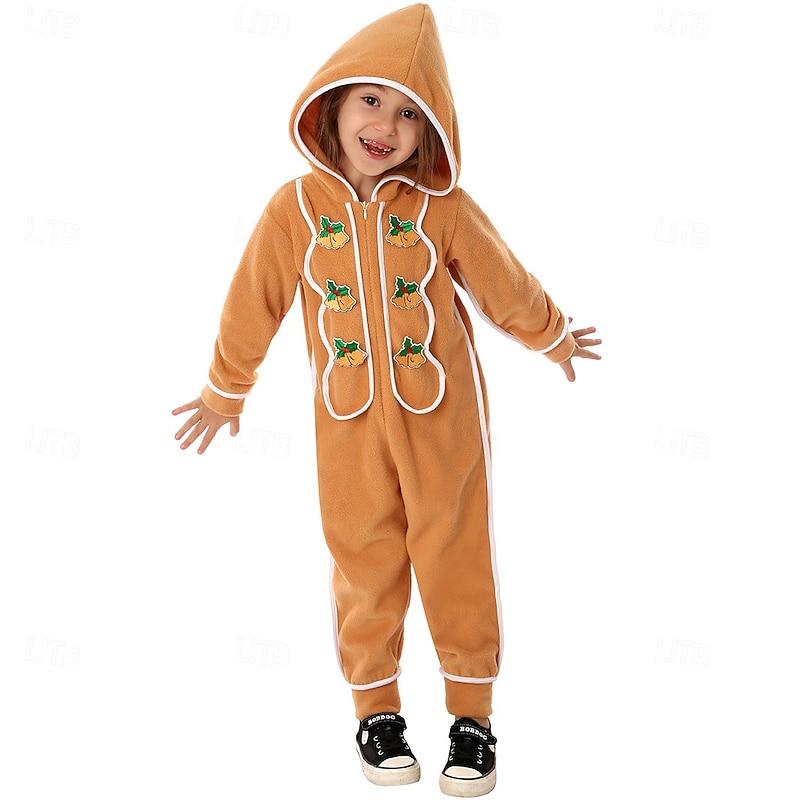 Gingerbread Man Kigurumi Sleepwear Jumpsuit Onesies Girls' Cosplay Costume Kid's Christmas New Year Christmas Eve Christmas Party Onesie