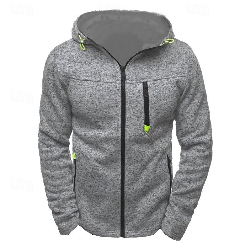 Men's Full Zip Hoodie Zip Up Hoodie Fleece Hoodie Black Blue Light Grey Hooded Plain Zip Up Pocket Sports & Outdoor Daily Holiday Polyester Streetwear Basic Casual Fall & Winter Clothing Apparel4