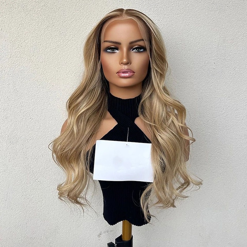 Remy Human Hair 13x4 Lace Front Wig Free Part Brazilian Hair Wavy Blonde Multi-color Wig 130% 150% Density Ombre Hair Highlighted / Balayage Hair Glueless For Women Long Human Hair Lace Wig3